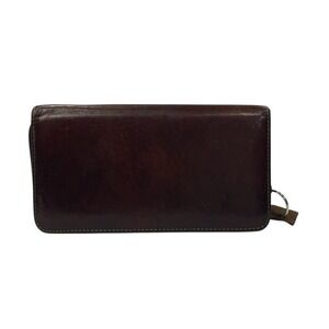 Bosca Old Leather Zip Around Wallet Brown Hand-Stained Hide USA Made Key Ring